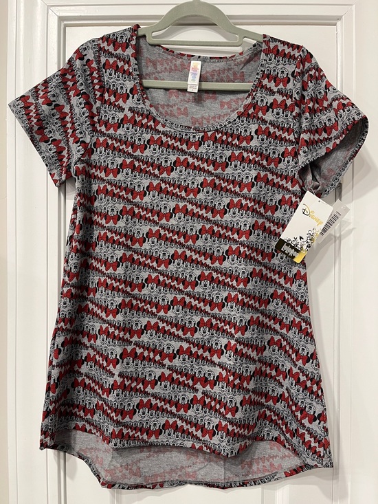 Disney Tops - LuLaRoeDisney Gray Tee with Red Minnie Bow Print NWT